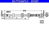 1 X Bremsschlauch ATE 83.7715-0473.3 FüR Mercedes-Benz GLE GLS