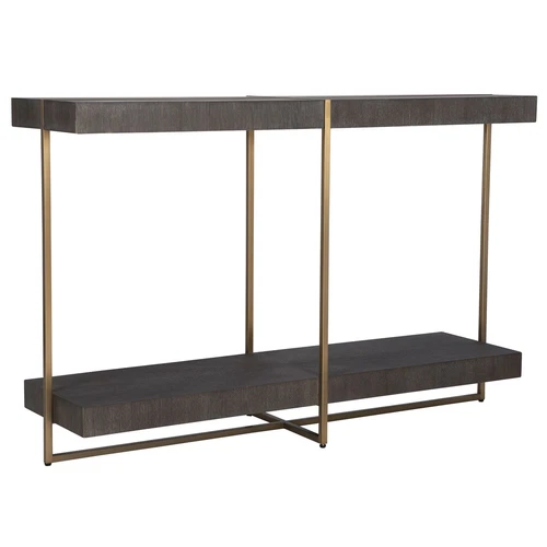 Uttermost Taja Modern Brass / Wood Console Table - Picture 3 of 4