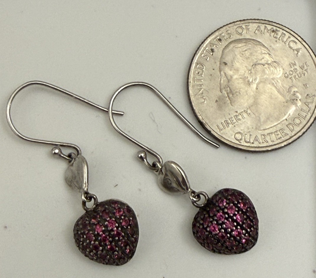 Lab-Created Ruby Heart Earrings Sterling Silver - image 3
