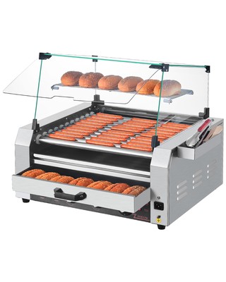 Uimoso 30 Hot Dog 11 Roller Electric Grill Cooker Machine Bun Warmer Cover 1950W
