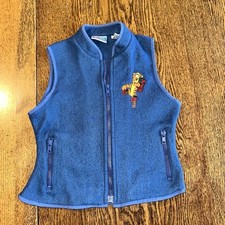 Vtg 90s Y2K Disney Pooh Tiger Embroidered Fleece Vest Kids Medium 5/6 Zip Pocket