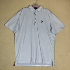Greyson Polo Shirt Mens L Blue Striped Golf Performance Stretch Short Sleeve