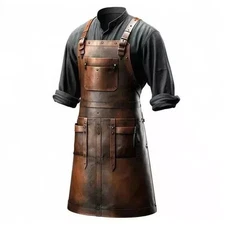 Dark Brown Full Grain Leather Apron Butcher Apron -Cook Apron -BBQ Apron -