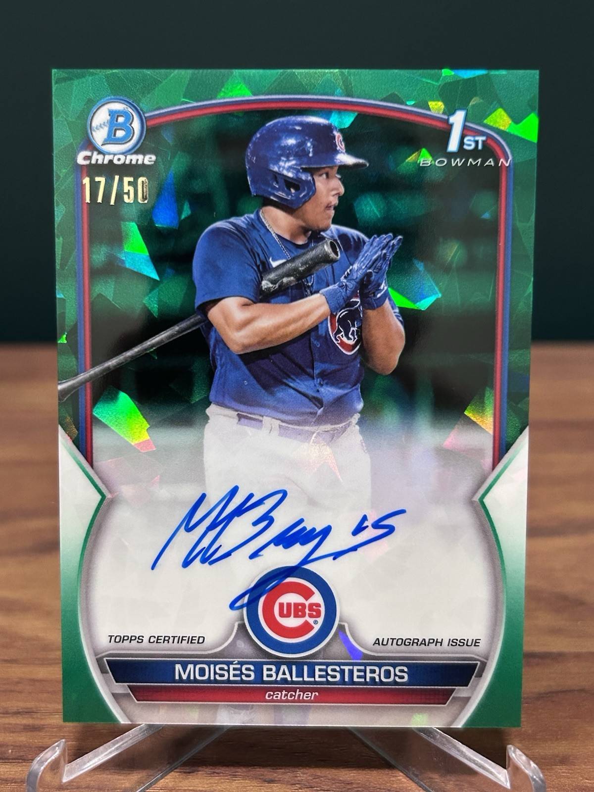 2023 Bowman Chrome Sapphire Moises Ballesteros 1st Bowman Auto /50 Green Cubs