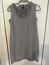 Talbots Women's Sleeveless Dress Colorblock Striped, Black/White, Size Medium 