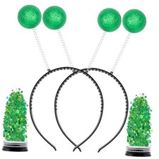 Green Alien Antenna Headbands with Glitter Intergalactic Costume Headpiece