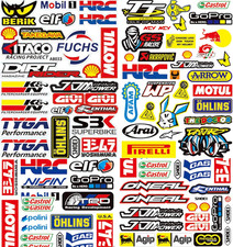 3 Fogli Adesivi per Moto Adesivo Auto Tuning Sponsor Scooter Impermeabili in Vin