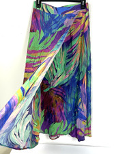 SOFT SURROUNDINGS Maxi Skirt Size PS Petite Small Faux Wrap Multi Color Print
