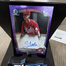 2025 Bowman Chrome Steele Hall Purple Mojo Auto /199 Reds #BMA-SHA