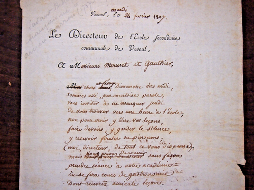 Vesoul 1807 lettre autographe de G Peignot celebre bibliographe francais - Picture 2 of 4