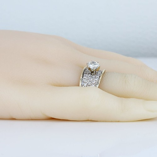 14KYG Pave Diamond Anniversary Statement Cocktail Ring 1.33CTW Gift - Picture 6 of 7