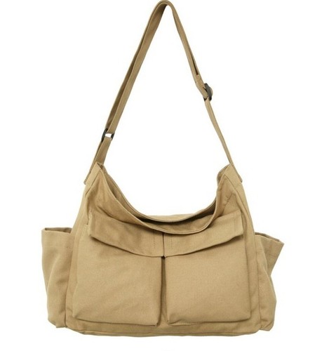 Damen Canvas solide Teenager Kuriertasche Damen große Kapazität Umhängetasche - Bild 37 von 37