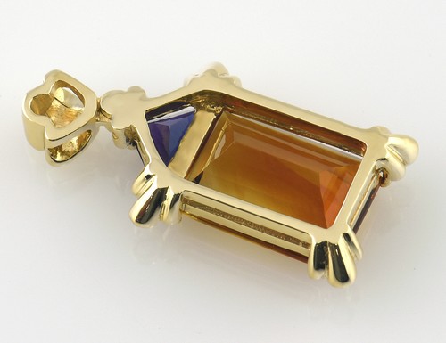 Anhänger Citrin Amethyst 585/000 14 K Gelbgold, 6 Brillanten zus. 0,07 ct - Bild 2 von 3