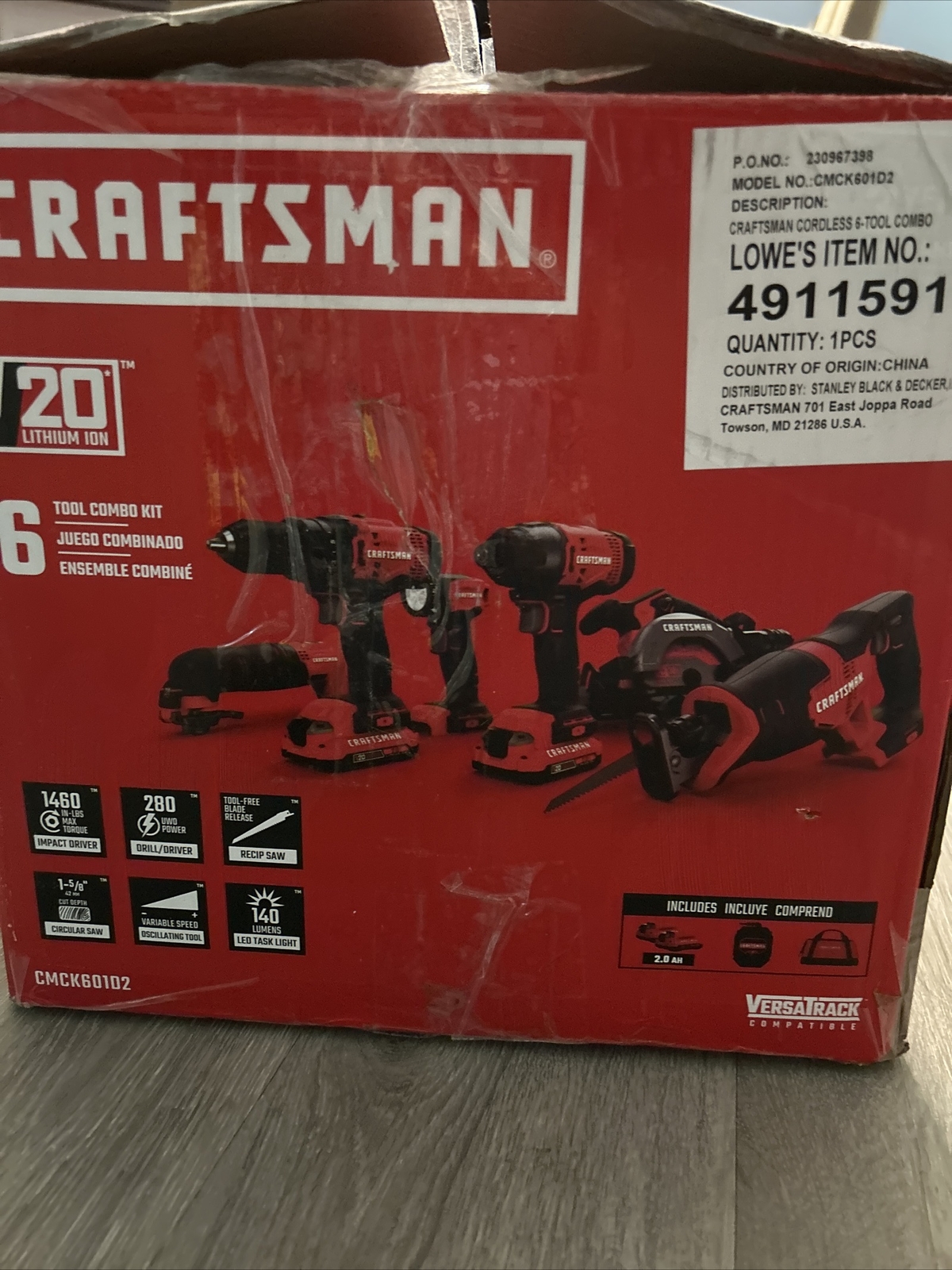Craftsman CMCK601D2 6Tool 20volt Max Power Tool Combo Kit with Soft