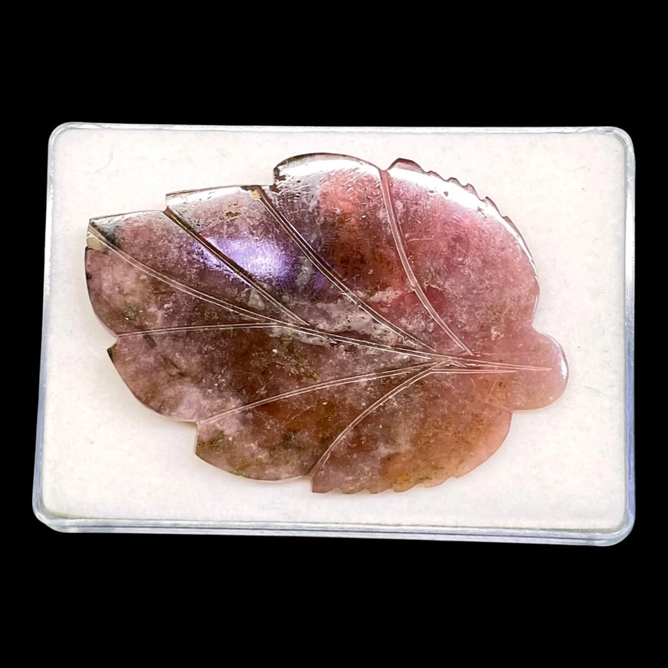 138 Cts Natural Carved Tourmaline Leaf 68x46mm Huge Bi Color Loose Gemstone - Image 4 of 4