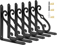 5 Inch Decorative Shelf Brackets, 6 Pack Wall Mounted Metal Shelving Brackets, H