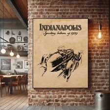 Indianapolis Vintage Black-Line Poster US Racing Wall Art Print Indy Fans Gift
