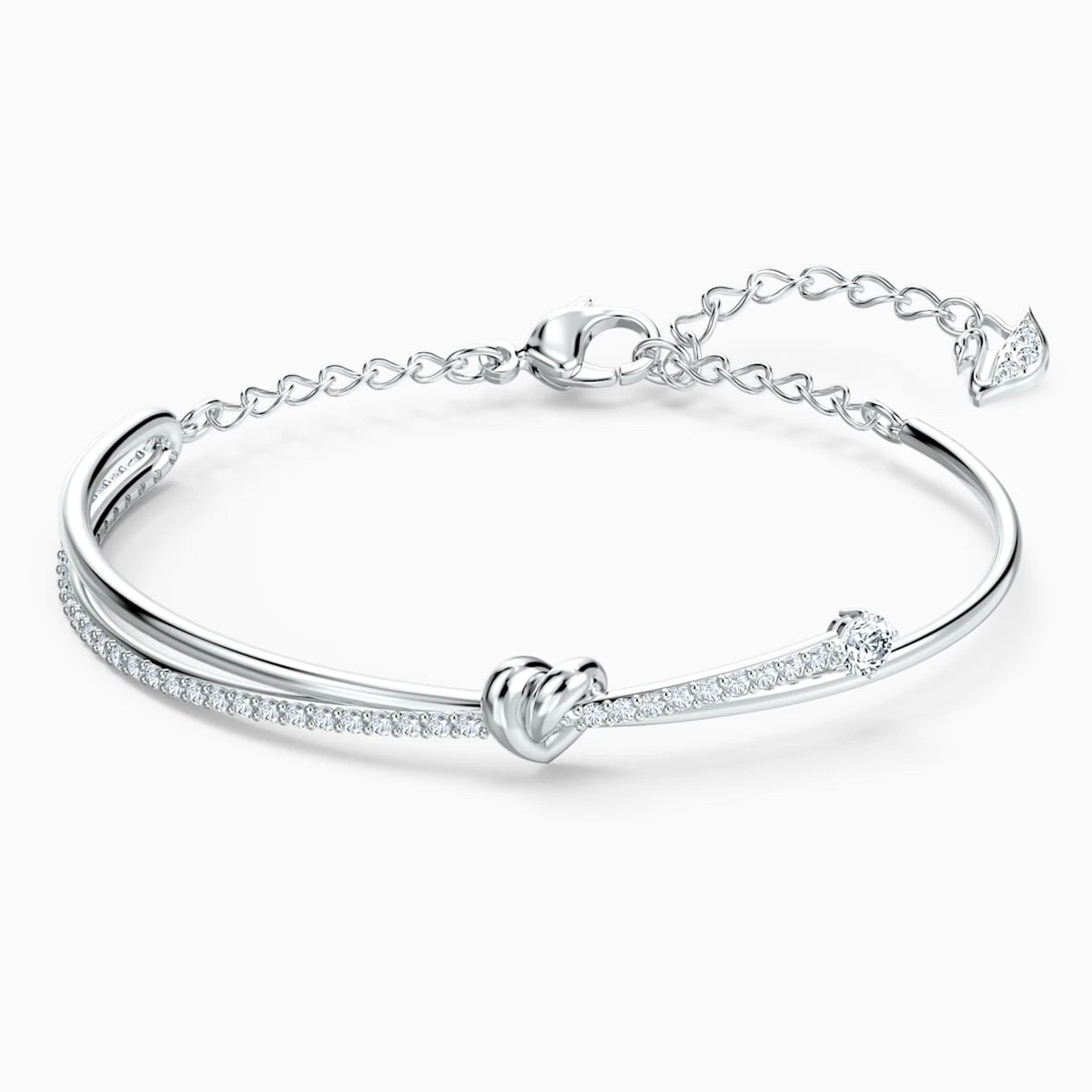 Swarovski 1214 White Lifelong Heart White Crystal Bangle Bracelet
