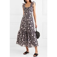 ULLA JOHNSON BRIGITTE FLORAL ORGANZA MIDI DRESS