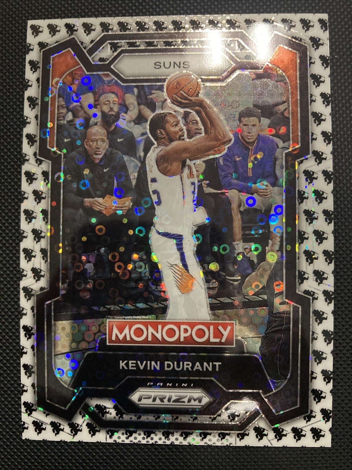 2023-24 Prizm Monopoly Kevin Durant Monopoly Man Black and White Prizm #70 Suns