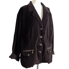 Gitano Corduroy Jacket 24W Plus Sz Blazer Brown Preppy Academia Corpcore Vtg 3X