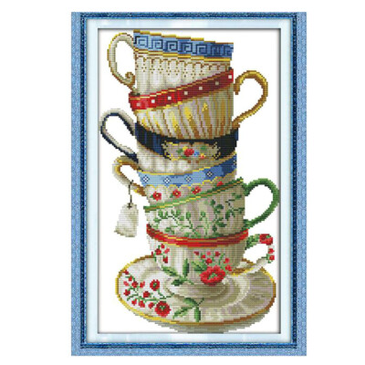 Kreuzstich gestempelt gezählte Sets Kaffeetasse Stickerei Nadelspitze Kit