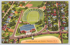 c1940 Memorial Stadium Armory Charlotte NC Postcard American Legion Football