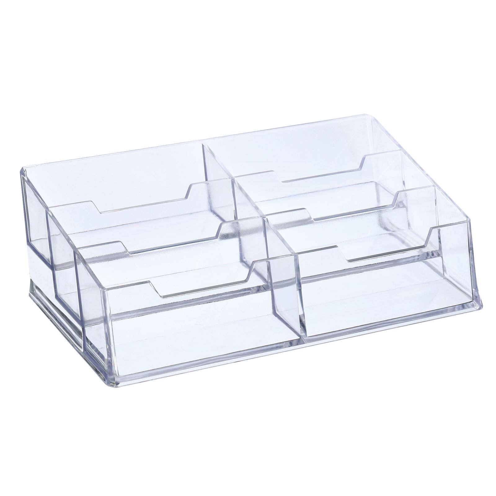 6-Slot Clear Plastic Business Card Holder for Desktop Display-image