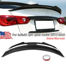FOR 2014-2023 INFINITI Q50 PSM STYLE HIGHKICK DUCKBILL CARBON LOOK TRUNK SPOILER