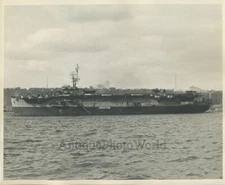 Military battleship aircraft carrier ship antique photo
