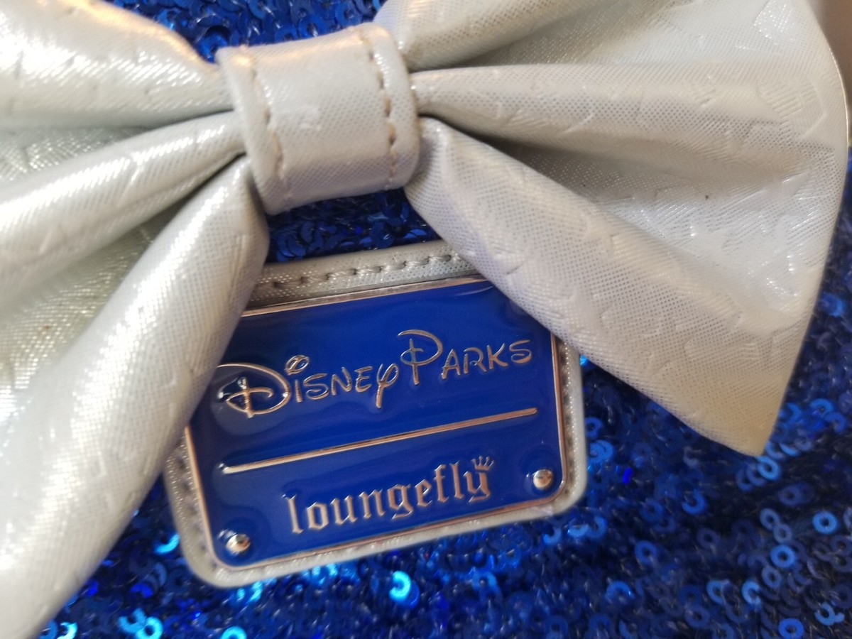 Sparkly Blue Disney Parks Loungefly Backpack with Stars and Bow This Fuzzy NEW Loungefly Backpack is PERFECT for Your Next  main image 3