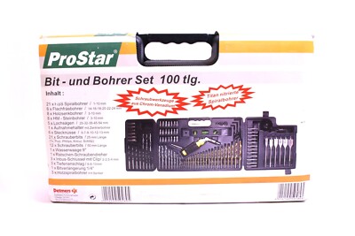 ProStar 100 tlg. Bit- und Bohrer Chrom Vanadium Titan Nitrierte Bohrer + Koffer