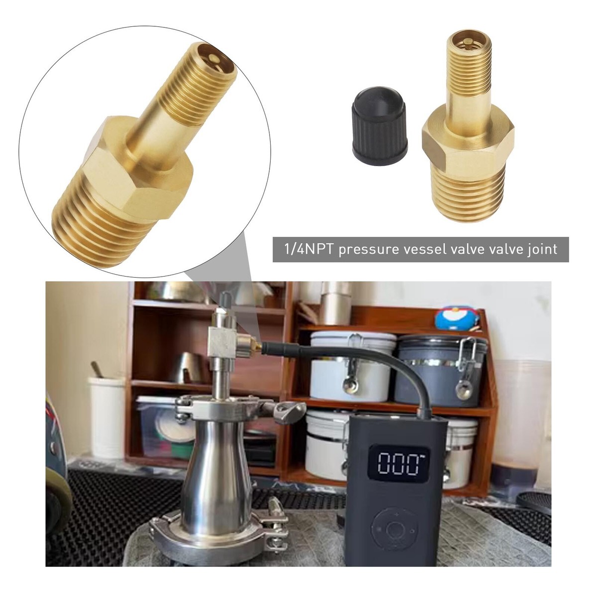 4-Pack 1/8" NPT Male Brass Air Compressor Tank Fill Valves - Schrader Style, Brand New