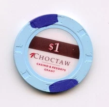 1.00 Chip from the Choctaw Casino Grant Oklahoma Blue