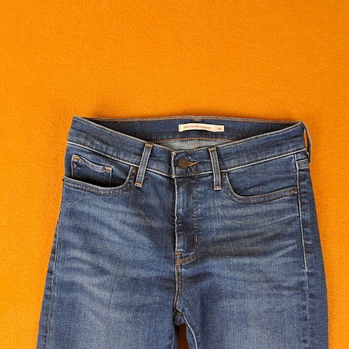 Levis 314 Shaping Straight Jeans Womens Size 26 Blue Whiskered Mid Rise Denim - Picture 3 of 18