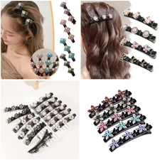 Acryli Crystal Hair Clip Double Layer Hairpins Rhinestone Braided Duckbill Clip