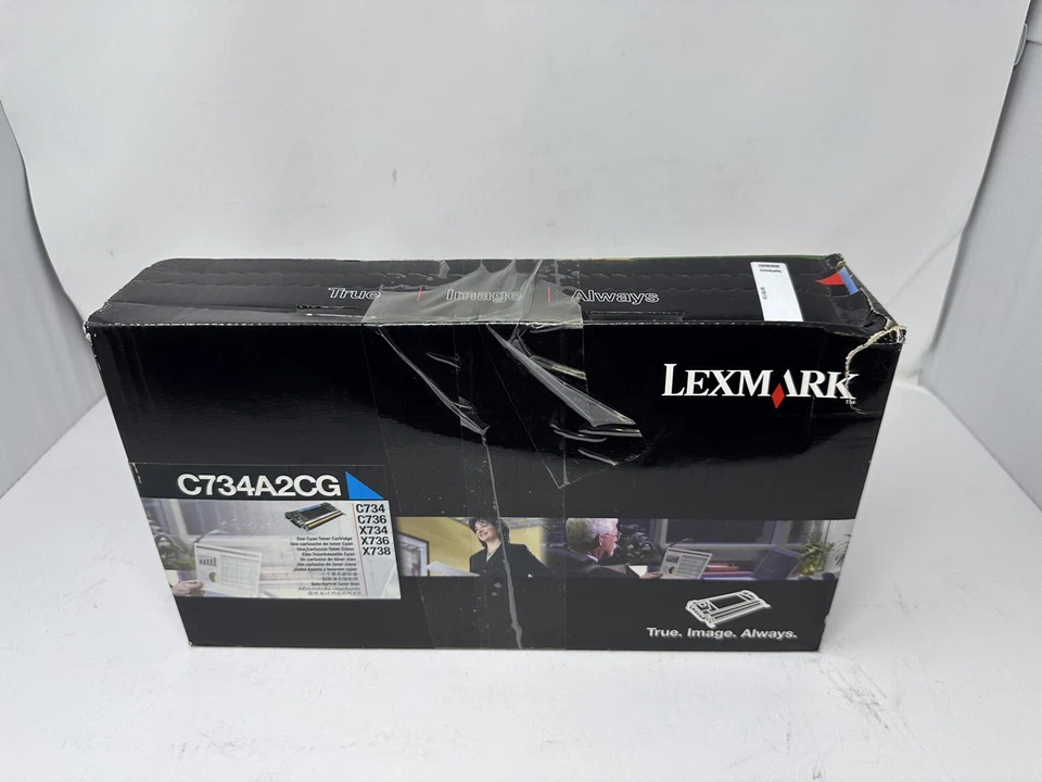 Genuine Lexmark C734A2CG One Cyan Toner Cartridge Cosmetic Damage New / - Image 3 of 4