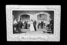 NEW WHITE PORCELAIN & SILVER GLITTER BORDER 4" X 6" OUR BRIDAL PARTY PHOTO FRAME