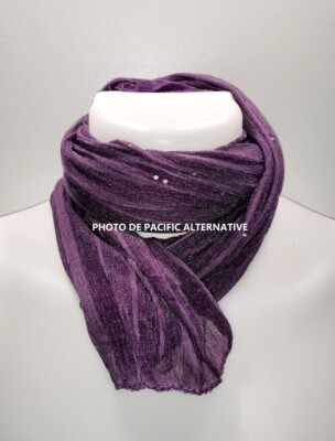 Foulard Violet à paillettes pour femme 45x160 chale echarpe NEUF