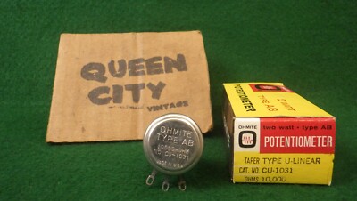 NOS Vintage Ohmite Type AB Rotary Potentiometer CU-1031 10000ohm 10k ohm