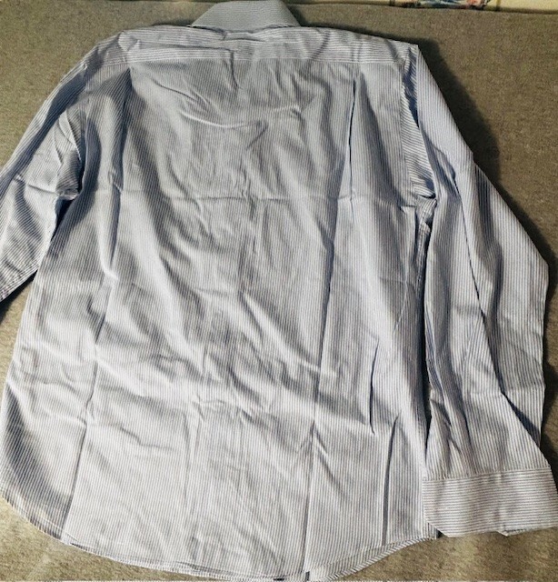 Hagan Carmel Mens light blue long sleeve  stripped size 17 36/37 image 7