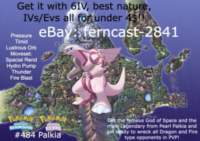 Pokemon Brilliant Diamond and Shining Pearl Shiny Palkia 6IV Battle Ready