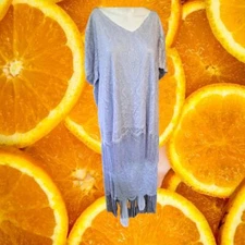 Onyx Nite Lavender Lace 2 Piece Skirt Suit With Bottom Fringe Size 3X