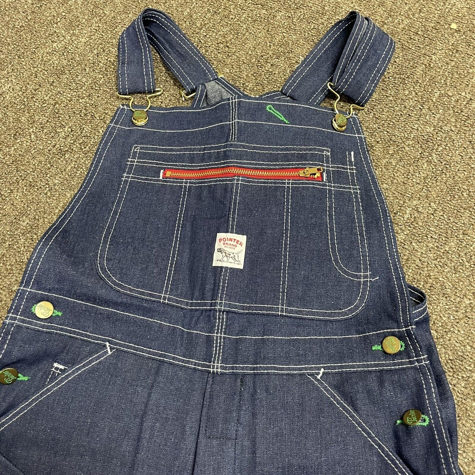 Vintage Pointer Brand Overalls Lot 333 Button Fly 30x34 Dark Raw Denim LC  King