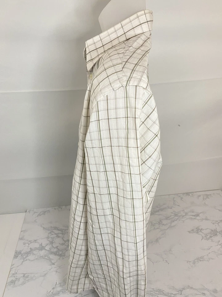 Camisa Axist Calce Moderno Manga Larga Con Botones Para Hombre L Blanca Gris Cuello A Cuadros G1 Foto 4 de 4