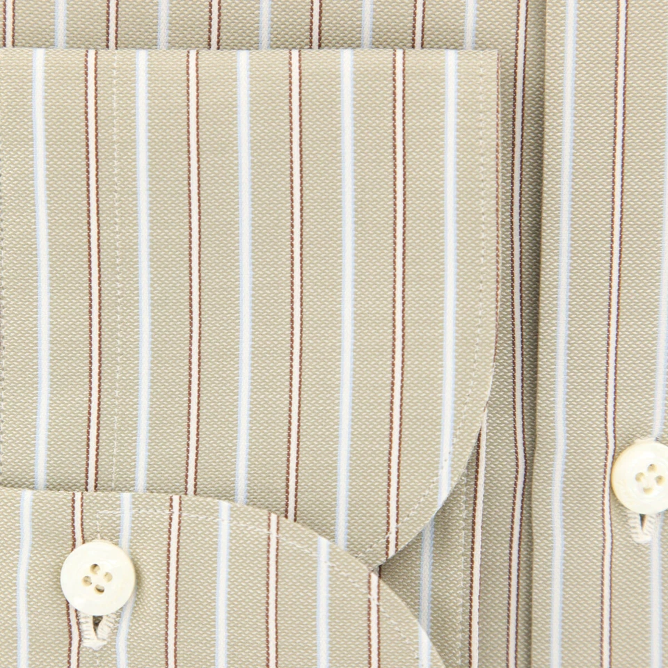 Camisa a Rayas Beige Finamore Napoli - Extra Delgada - (2018022318) Foto 3 de 4