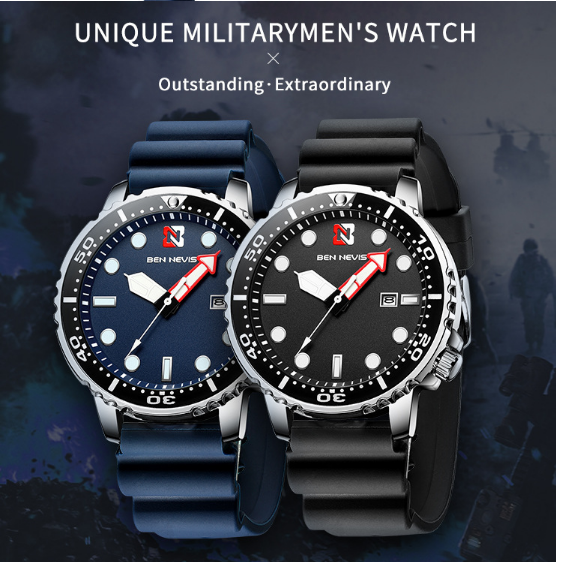 Waterproof Mens Silicone Watchband Quartz Sport Watch Date Stylish