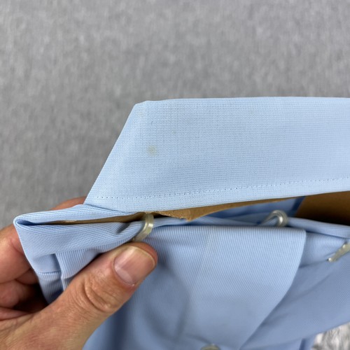 Vintage Welford Dress Shirt Mens 15 Short Sleeve Blue 60s 70s Hong Kong NOS - Picture 5 of 6