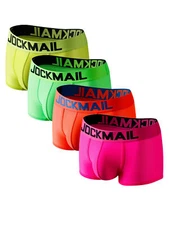4pcs JOCKMAIL Men's Fashion Sexy Neon Low Waist Mesh Breathable Men's Underwear