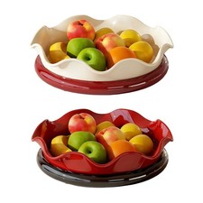 Kitchen Rotatable Fruit Plate with High Sides and Smooth Drainage Edges